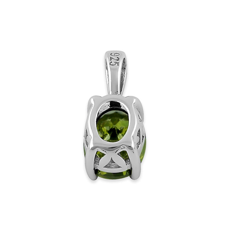 Sterling Silver Oval Peridot CZ Filigree Pendant