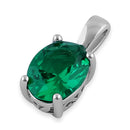 Sterling Silver Oval Green CZ Filigree Pendant