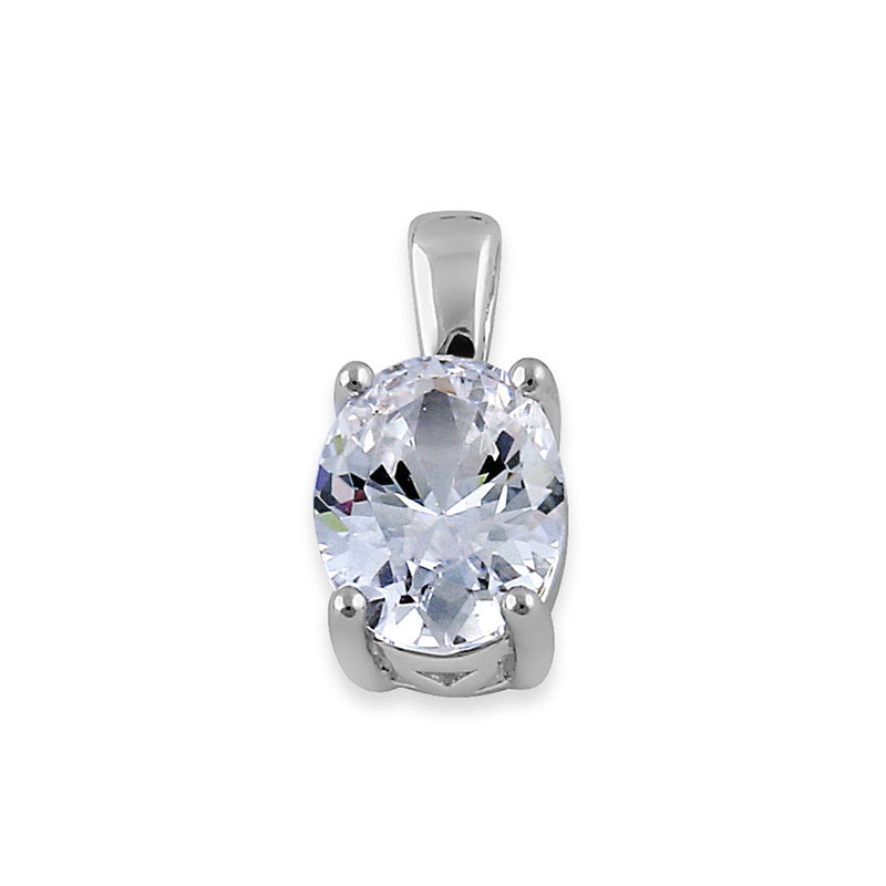 Sterling Silver Oval Clear CZ Filigree Pendant