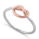 Sterling Silver Two Tone Rose Gold Plated Knot Ring