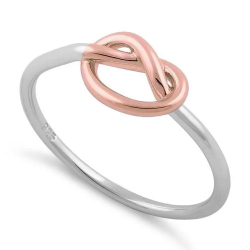 Sterling Silver Two Tone Rose Gold Plated Knot Ring
