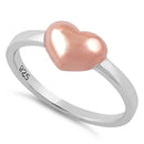 Sterling Silver Rose Gold Two Tone Heart Ring