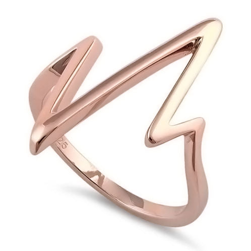 Sterling Silver Rose Gold Plated Heartbeat Ring