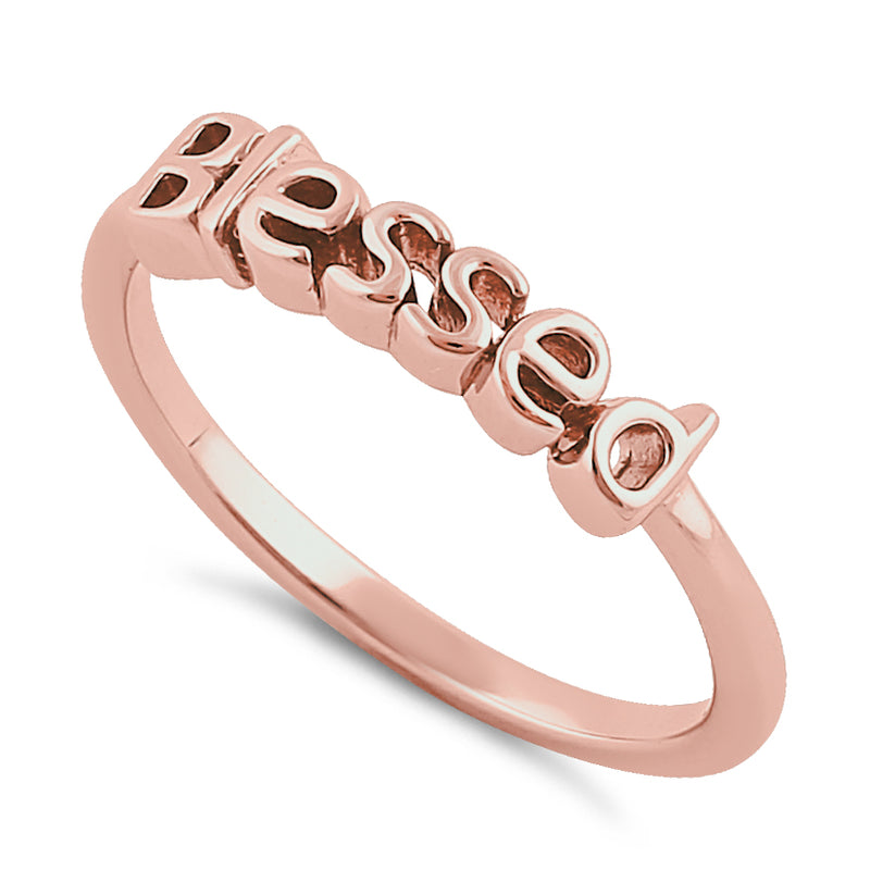 Sterling Silver Rose Gold Plated "Blessed" Ring