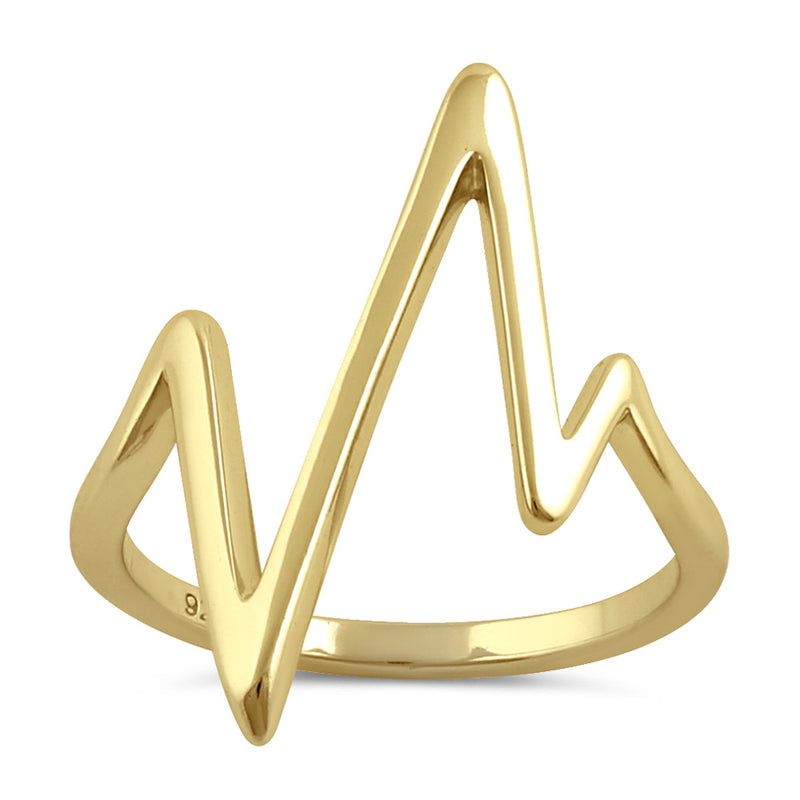 Sterling Silver Yellow Gold Plated Heartbeat Ring