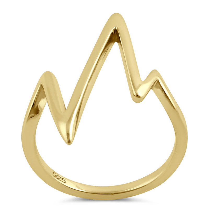 Sterling Silver Yellow Gold Plated Heartbeat Ring
