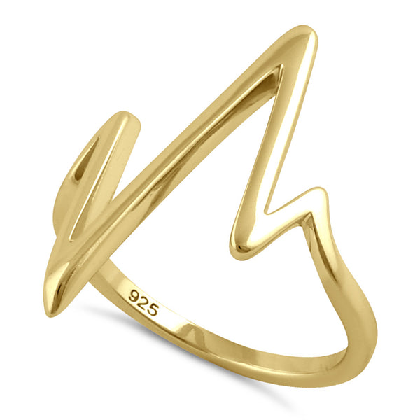 Sterling Silver Yellow Gold Plated Heartbeat Ring