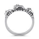 Sterling Silver Triple Elephant Marcasite Ring