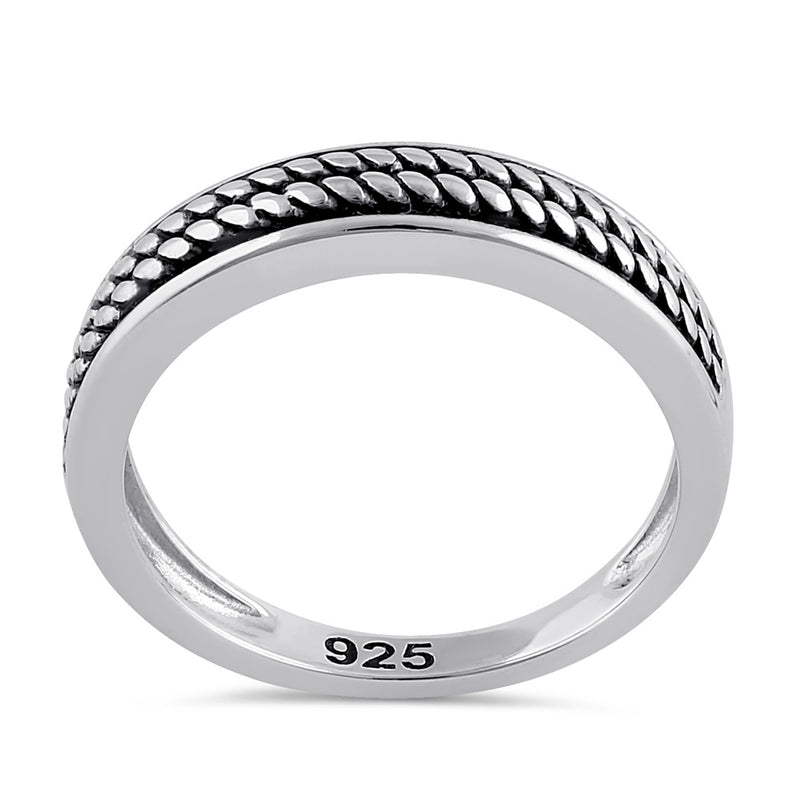 Sterling Silver Rustic Rope Band Ring