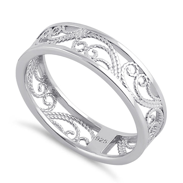 Sterling Silver Rope Filigree Band Ring