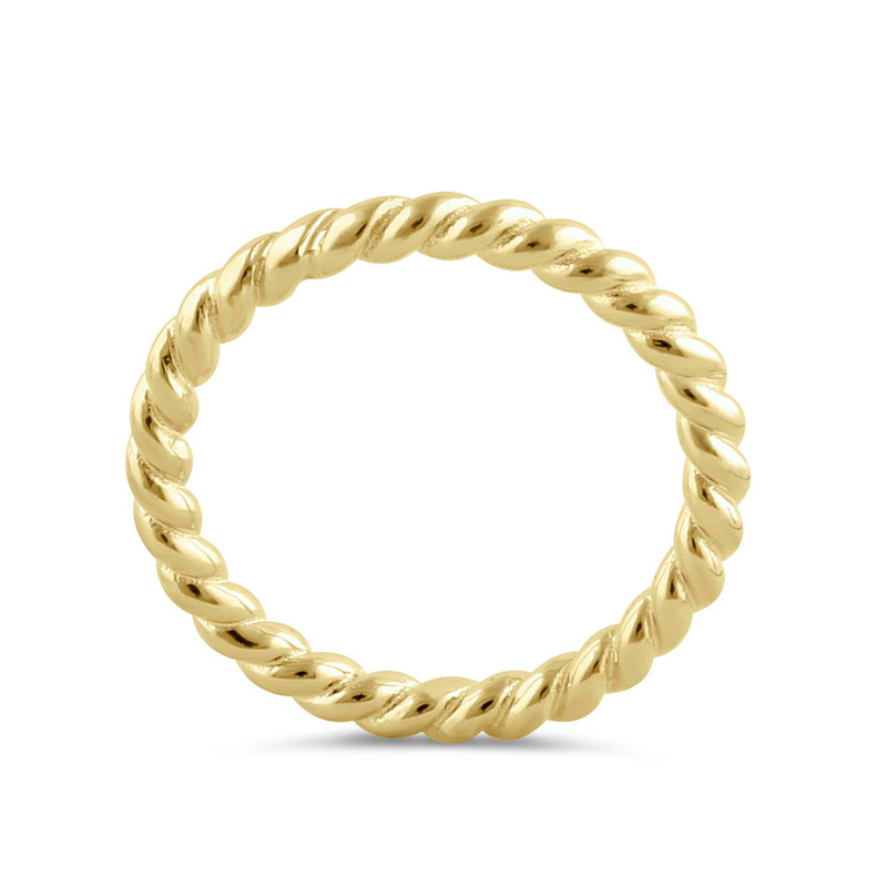 Sterling Silver Yellow Gold Plated Stackable Rope Ring