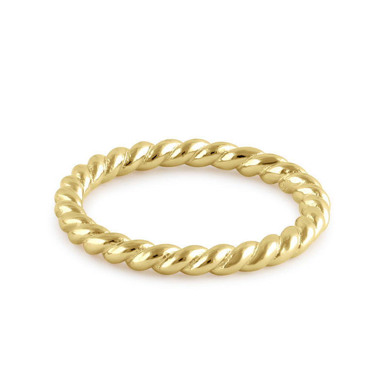 Sterling Silver Yellow Gold Plated Stackable Rope Ring