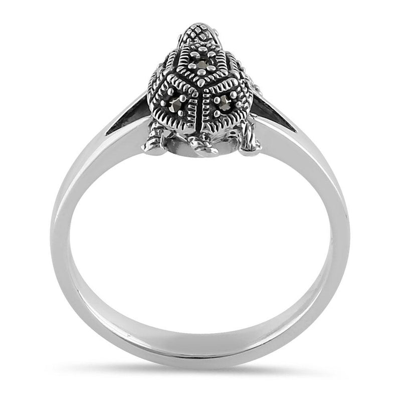 Sterling Silver Tiny Turtle Marcasite Ring