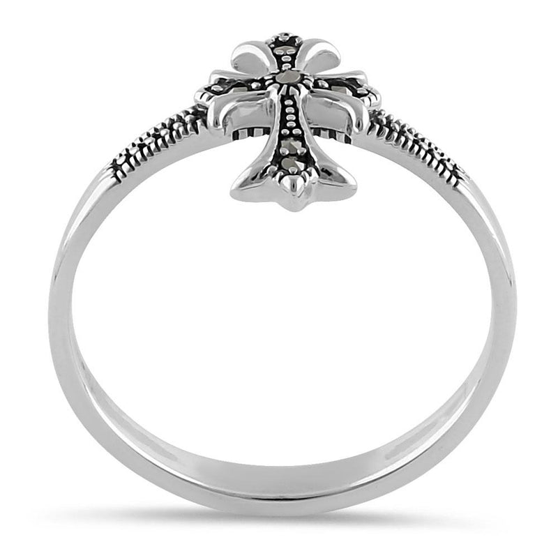 Sterling Silver Medieval Cross Marcasite Ring