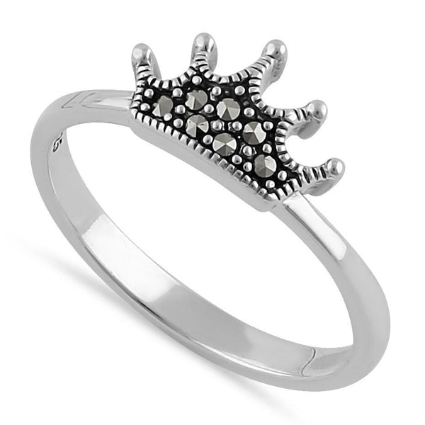 Sterling Silver Mini Crown Marcasite Ring