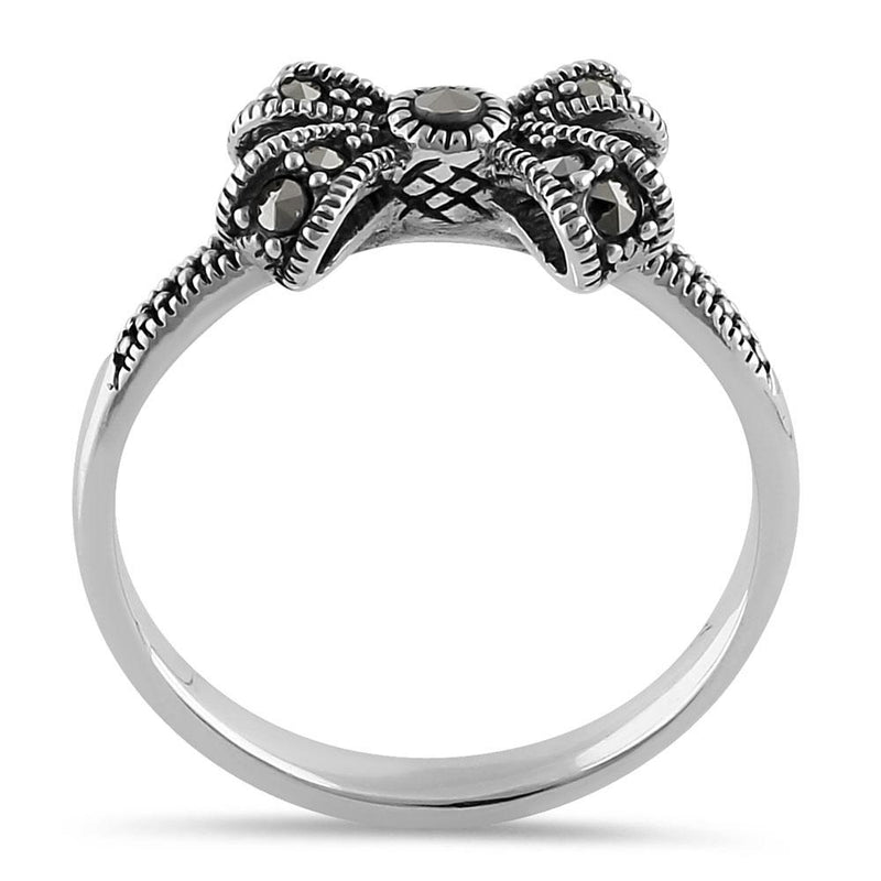 Sterling Silver Dainty Bow Marcasite Ring