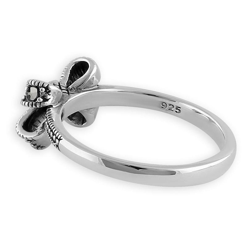 Sterling Silver Dainty Bow Marcasite Ring