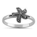 Sterling Silver Star Fish Marcasite Ring