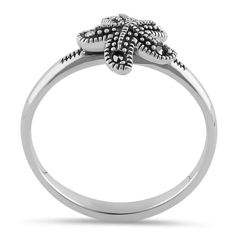 Sterling Silver Star Fish Marcasite Ring