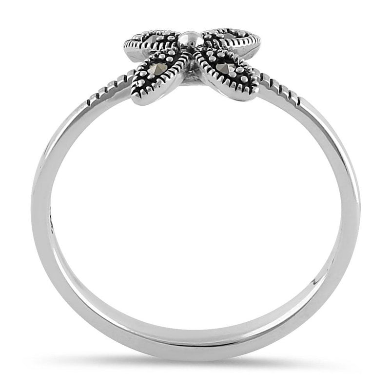 Sterling Silver Dainty Flower Marcasite Ring
