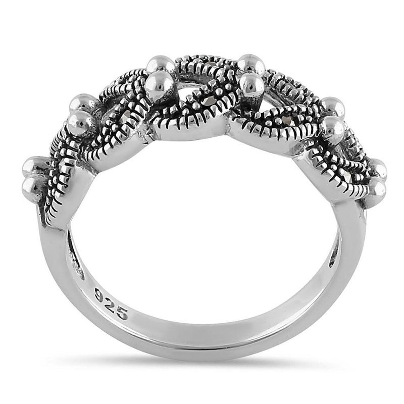 Sterling Silver Half Eternal Bali Marcasite Ring
