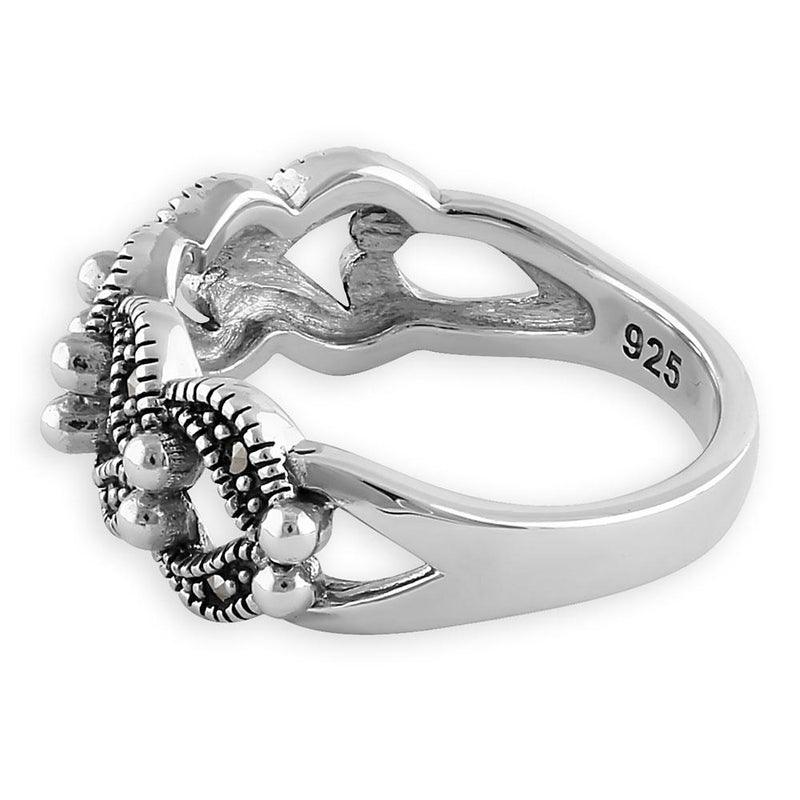 Sterling Silver Half Eternal Bali Marcasite Ring