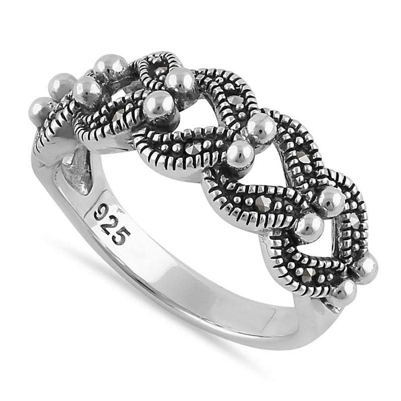Sterling Silver Half Eternal Bali Marcasite Ring