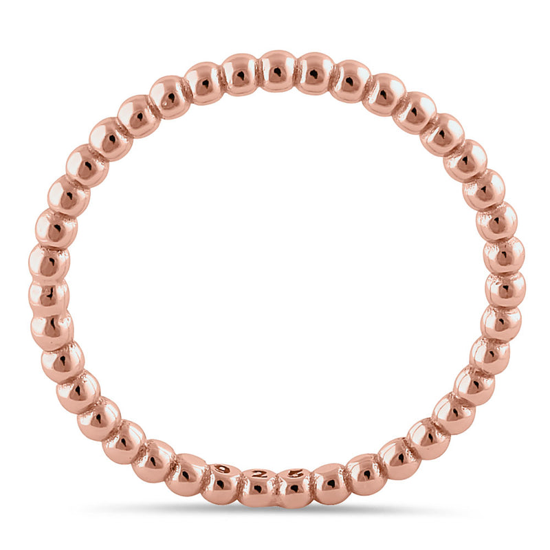 Sterling Silver Rose Gold Plated 1.5mm Stackable Bead Ring