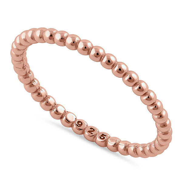 Sterling Silver Rose Gold Plated 1.5mm Stackable Bead Ring