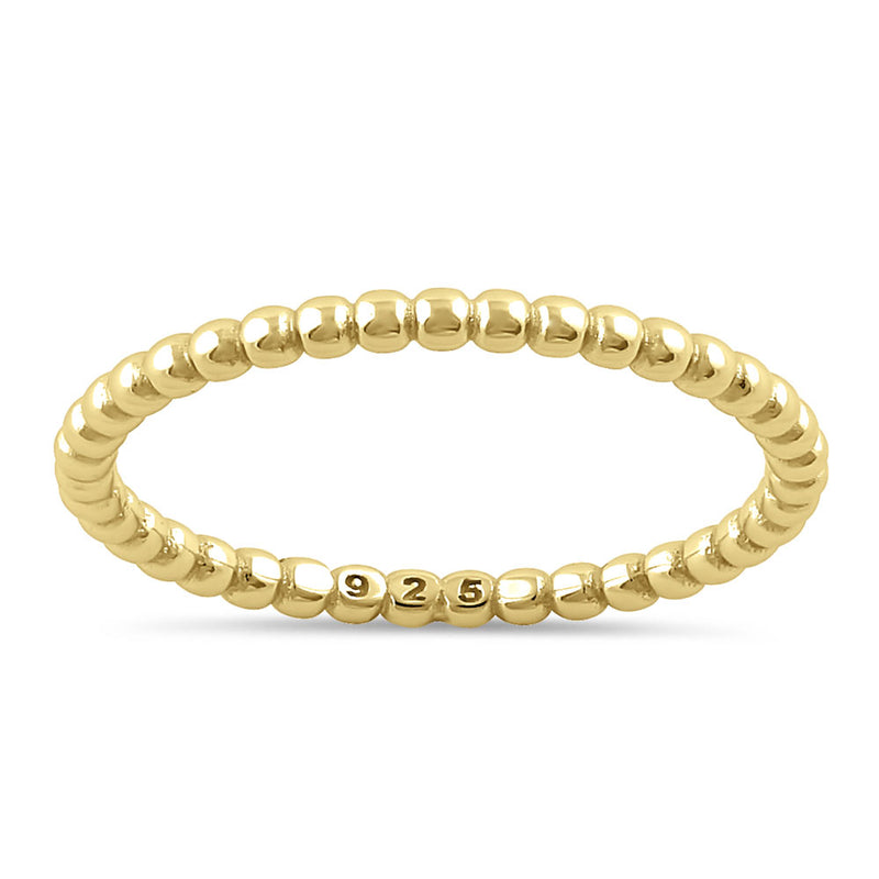 Sterling Silver Yellow Gold Plated 1.5mm Stackable Bead Ring