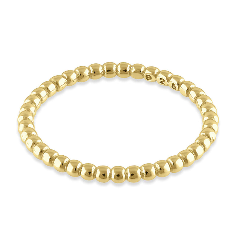 Sterling Silver Yellow Gold Plated 1.5mm Stackable Bead Ring