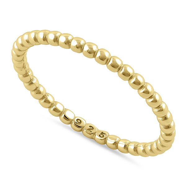 Sterling Silver Yellow Gold Plated 1.5mm Stackable Bead Ring