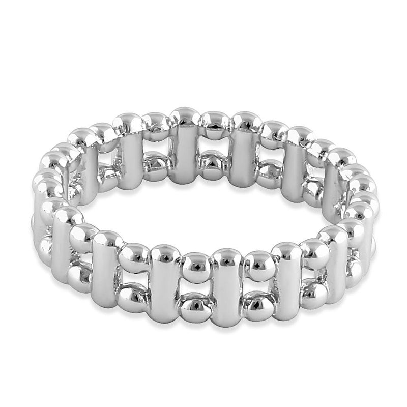 Sterling Silver High Polish Bead & Bar Stackable Ring