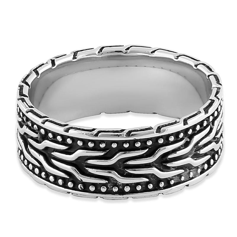Sterling Silver Dotted Ancient Pattern Band