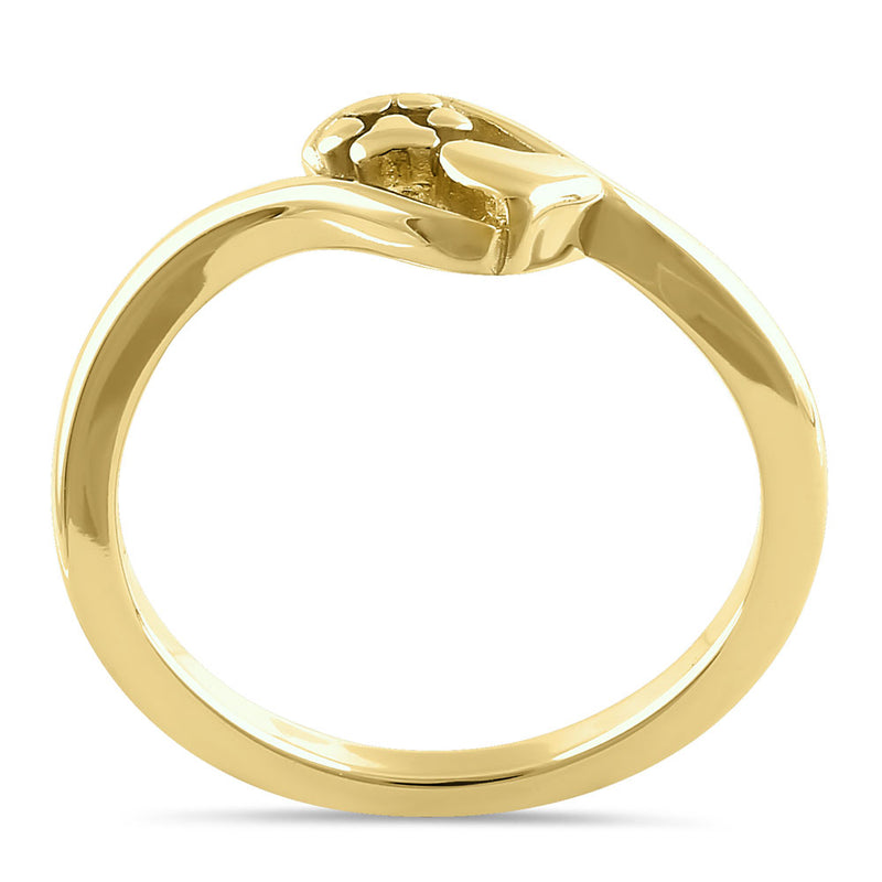 Sterling Silver Yellow Gold Plated Paw & Heart Ring