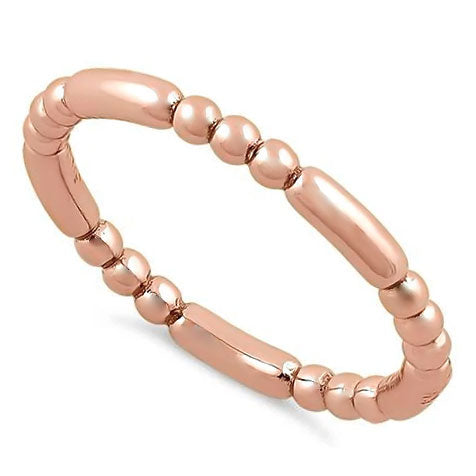 Rose Gold Plated Stackable Bead and Bar Ring