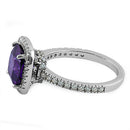 Sterling Silver Cushion Cut Amethyst CZ Ring