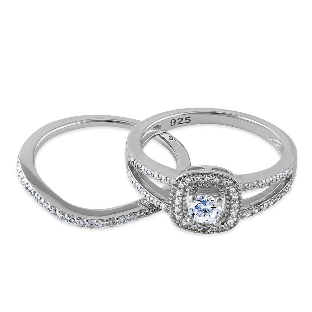 Wholesale Sterling Silver CZ Wedding Set Ring for Sale, image size:1000x1000