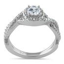 Sterling Silver Halo Twisted CZ Engagement Ring
