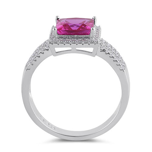 Sterling Silver Ruby Princess Cut CZ Ring