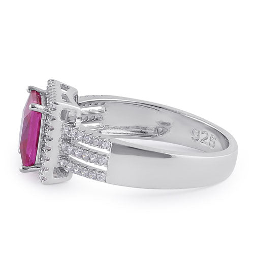 Sterling Silver Ruby Princess Cut CZ Ring