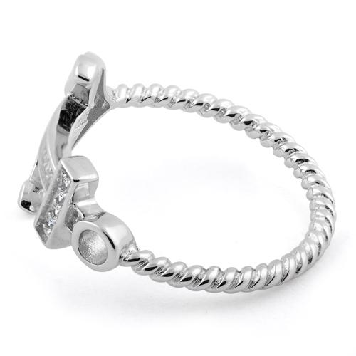 Sterling Silver Anchor CZ Ring