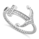 Sterling Silver Anchor CZ Ring