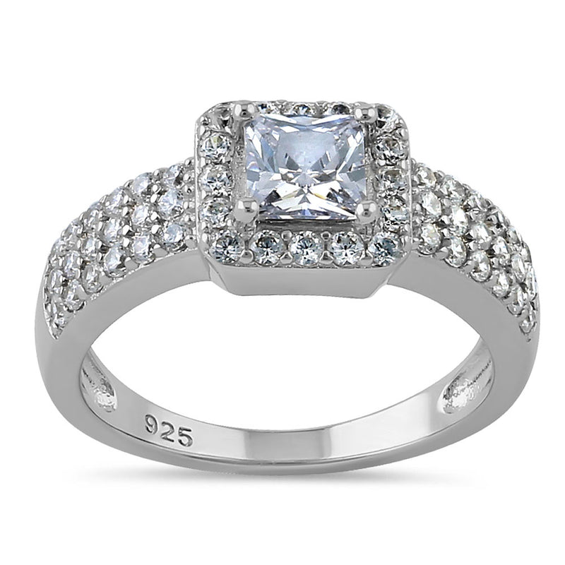 Sterling Silver Clear Princess Cut CZ Ring