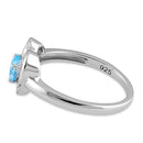 Sterling Silver Precious Heart Aqua Blue CZ Ring
