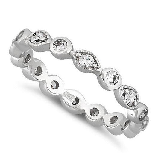 Sterling Silver Stackable Eternity Eye CZ Ring