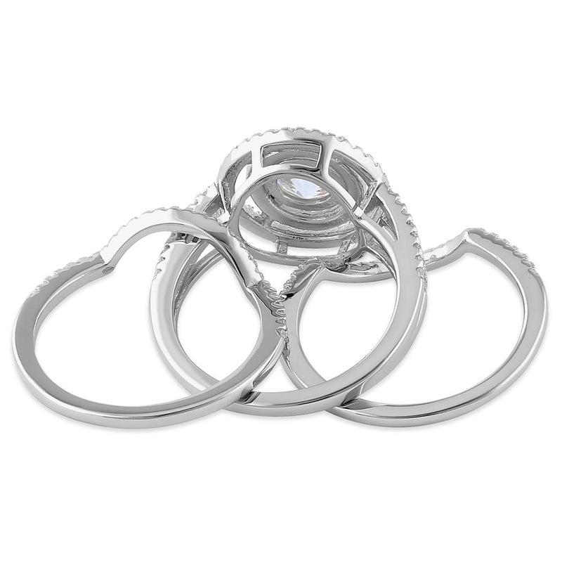 Sterling Silver Double Halo Round CZ Set Ring