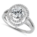 Sterling Silver Double Halo Round Clear CZ Ring