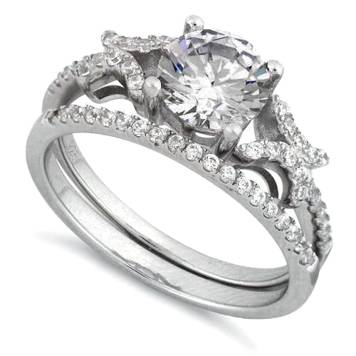 Sterling Silver Engangement Pave CZ Set Ring