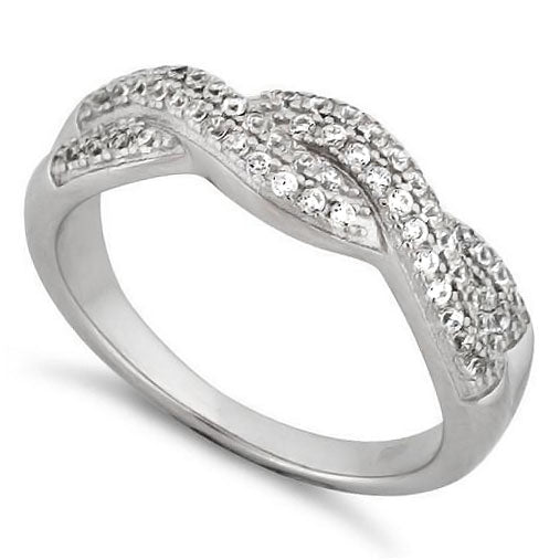 Sterling Silver Entwined CZ Ring